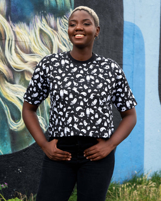 Ghosties Cropped Boxy Tee by Rebel Romance x Yasmin Cousins