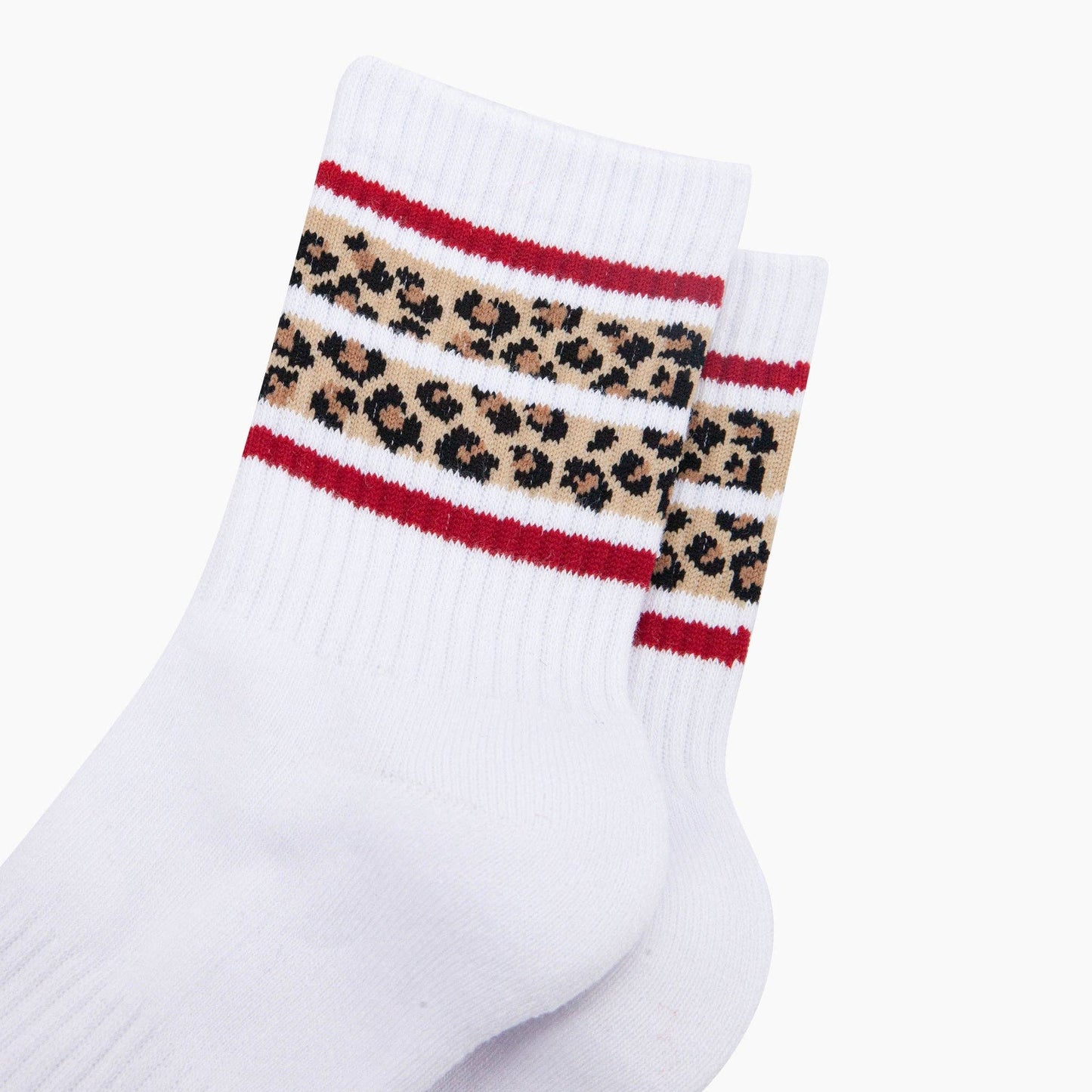Leopard Print Striped Organic Cotton Sports Socks