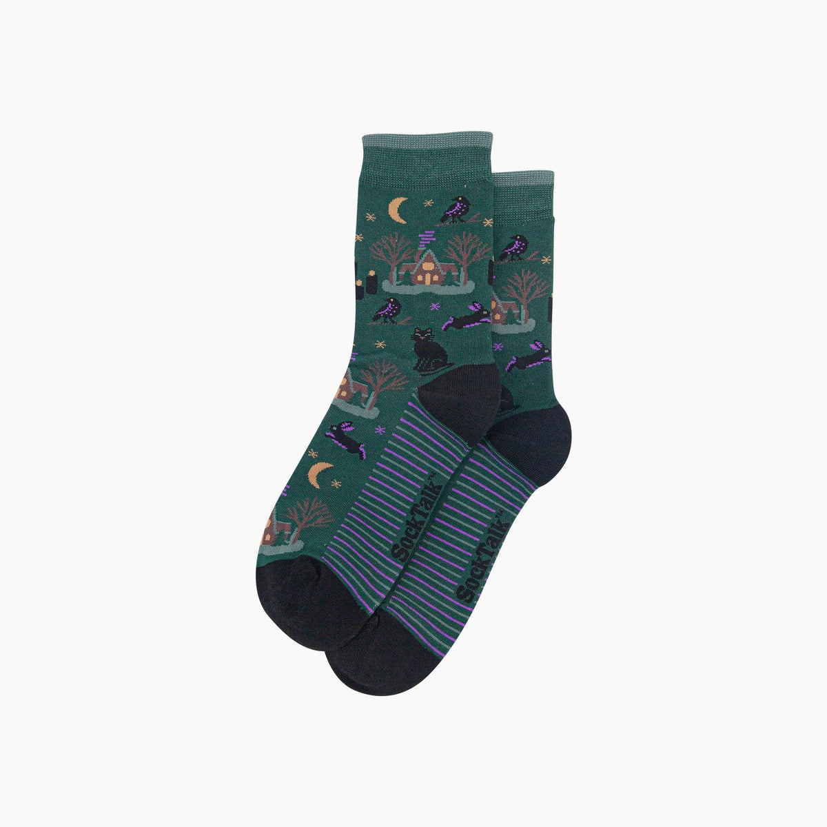 Witchy Cabin Bamboo Socks in Forest Green