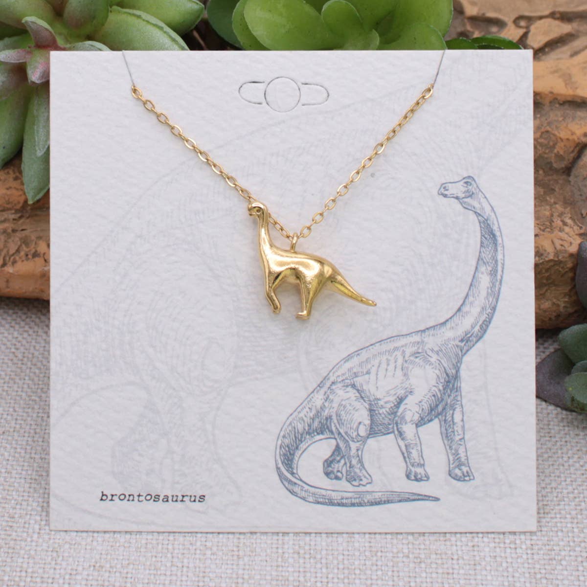 Prehistoric Times Gold Brontosaurus Necklace