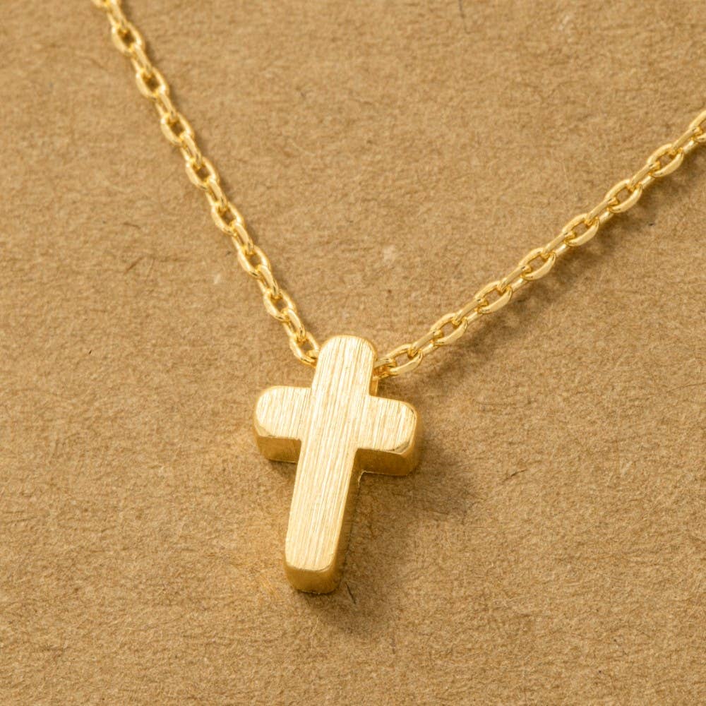 Dainty Mini Cross Pendant Necklace in Gold or Silver