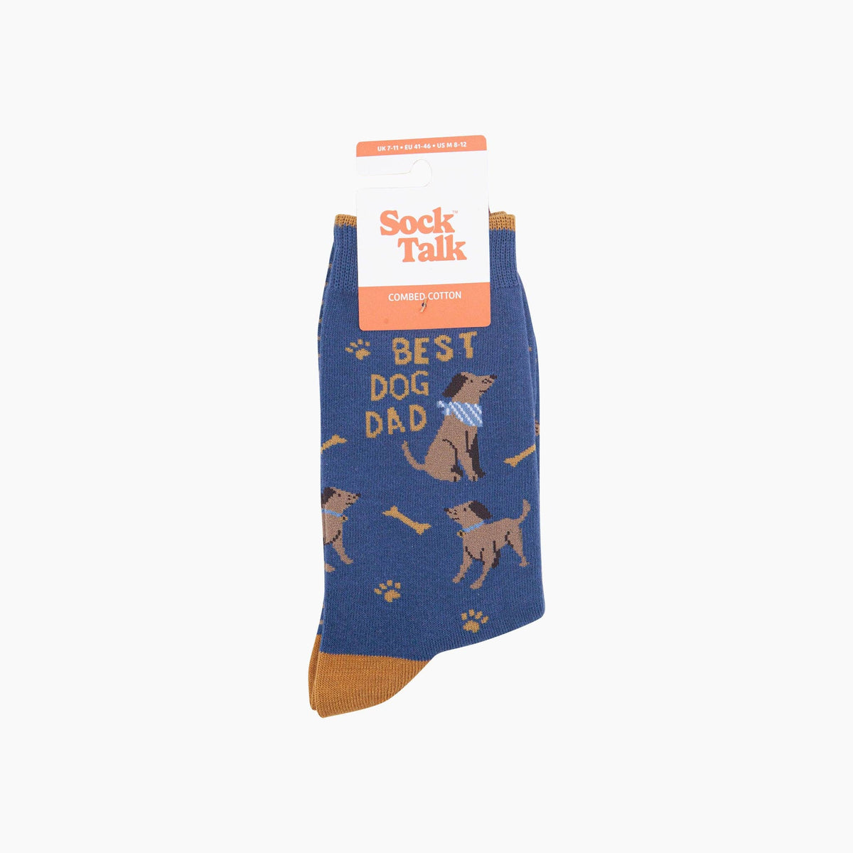 Best Dog Dad Combed Cotton Socks in Denim Blue