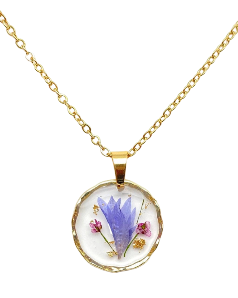 Baby's Breath Dried Flowers Floral Pendant Necklace