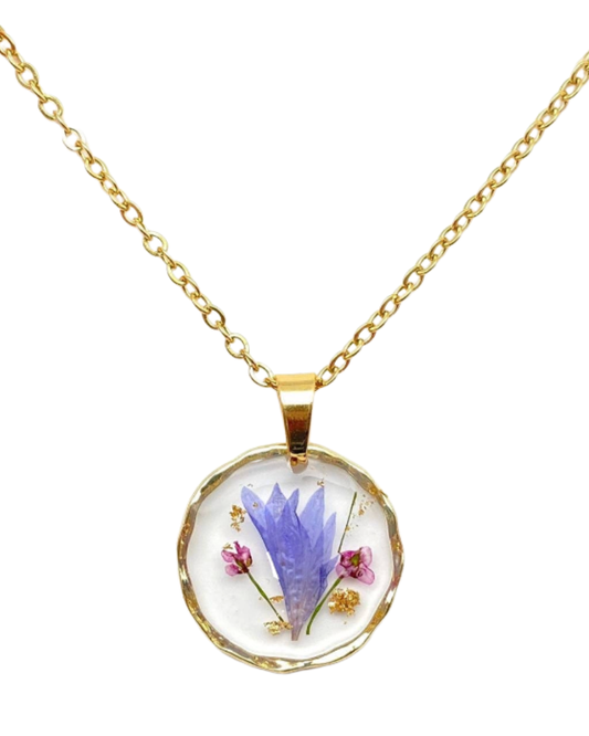 Baby's Breath Dried Flowers Floral Pendant Necklace