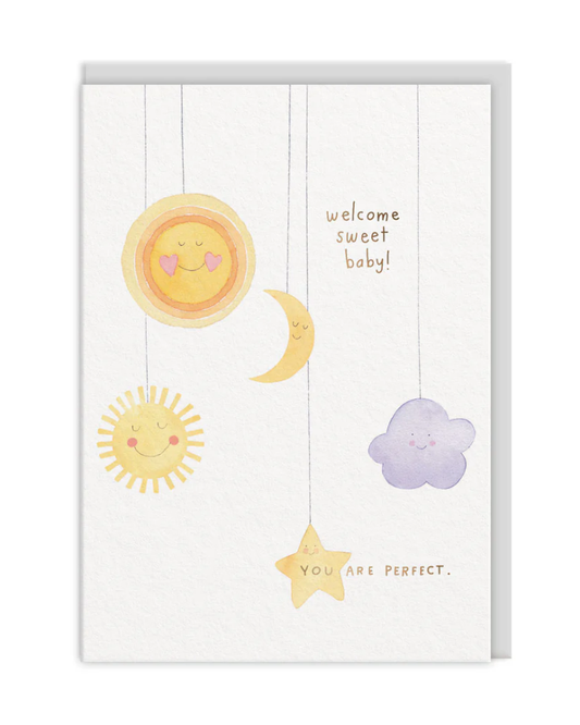 Welcome Sweet Baby Mobile Greeting Card