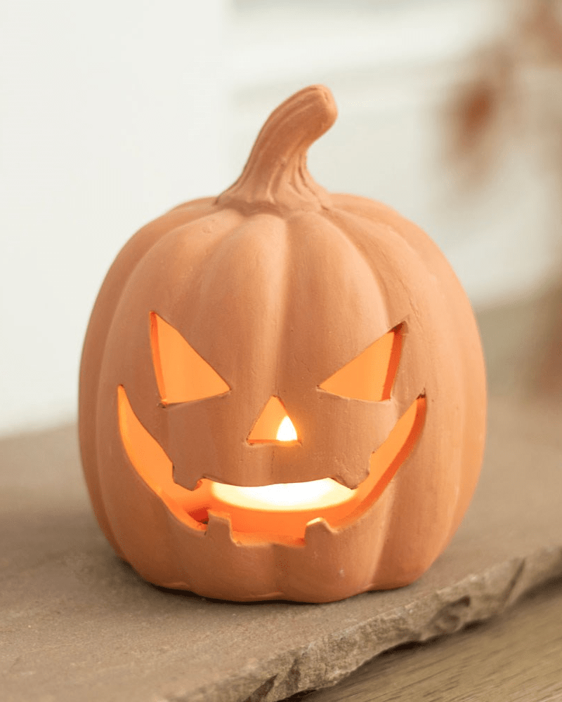 12.5cm Terracotta Pumpkin Ornament - Pink Poodle Boutique - PU-60023