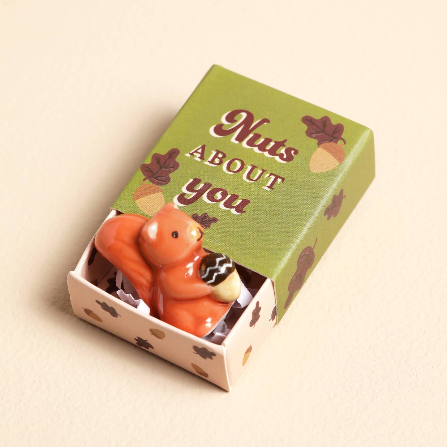 Tiny Matchbox Ceramic Tokens: Squirrel