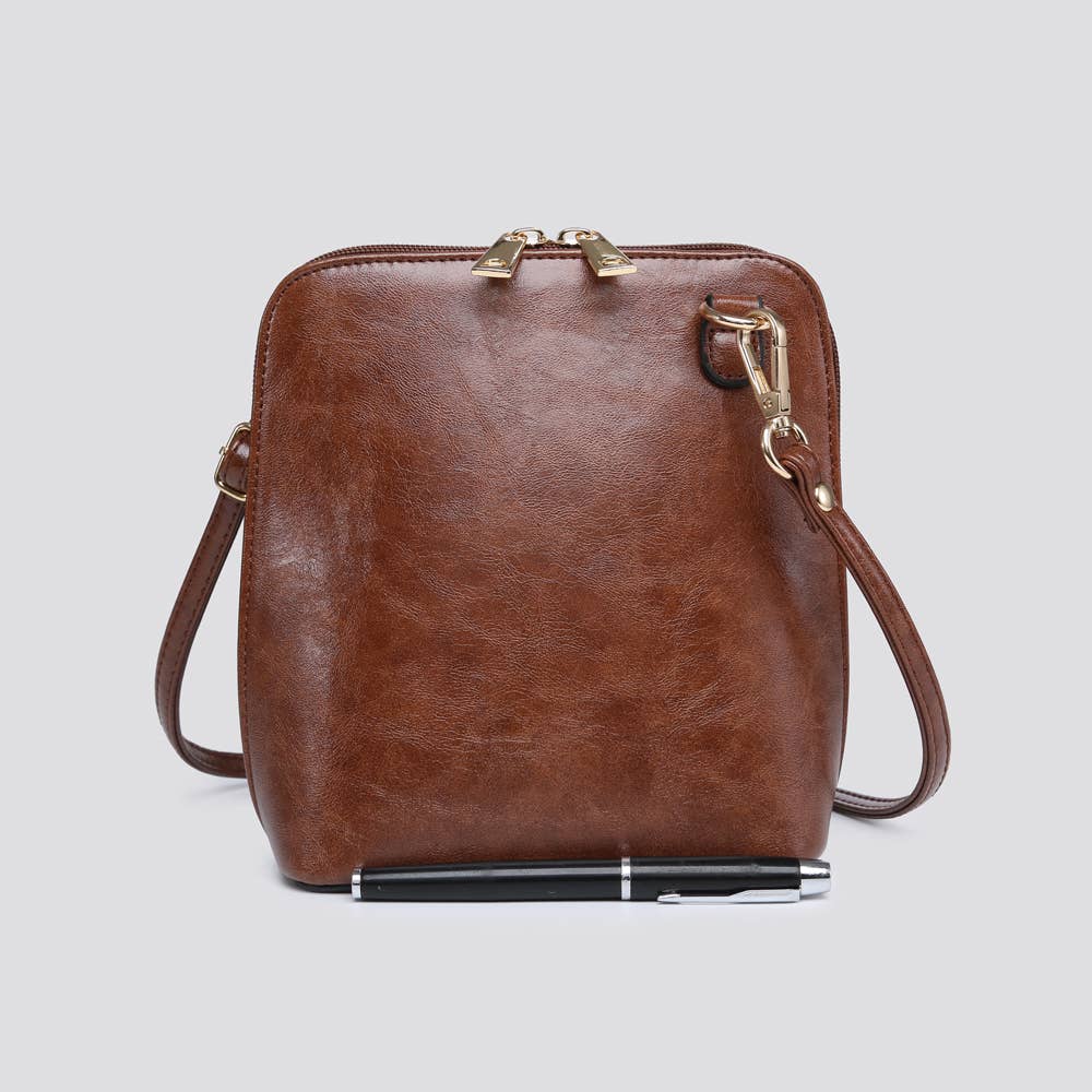 Premium Vegan Leather Crossbody Bag in Coffee