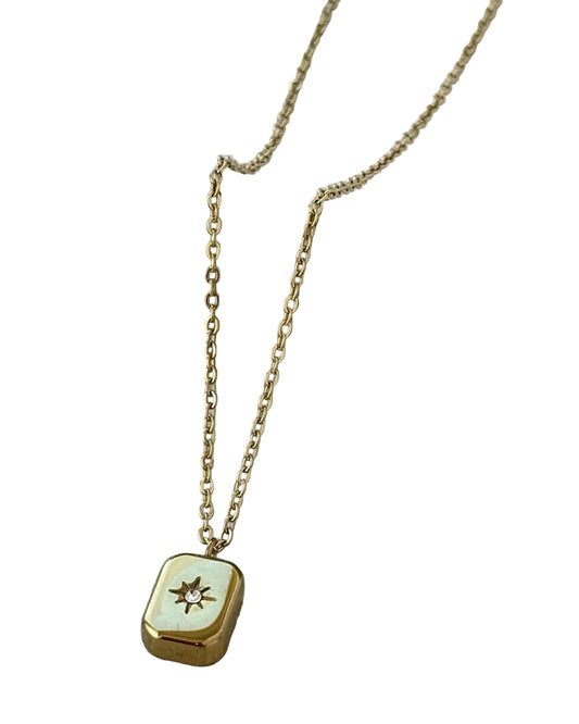 Tarnish Resistant Gold Block Star Necklace