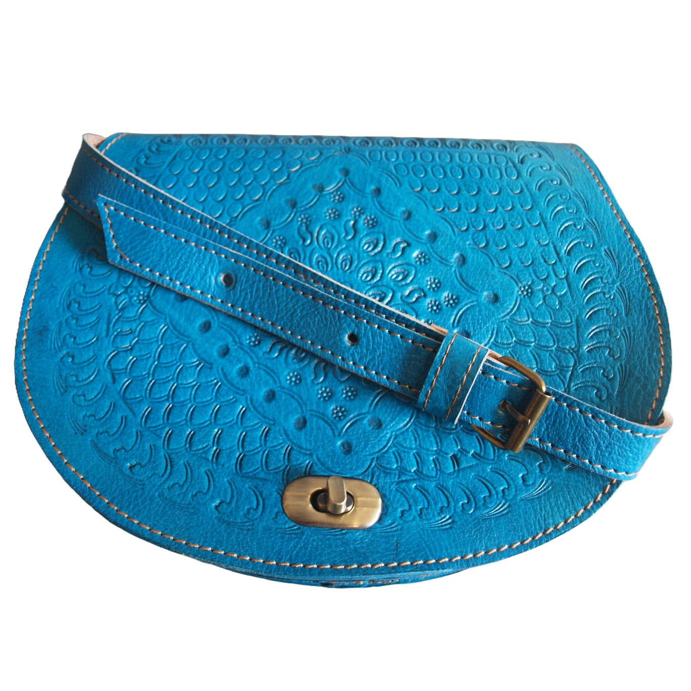 Embossed Leather Saddle Bag Assorted