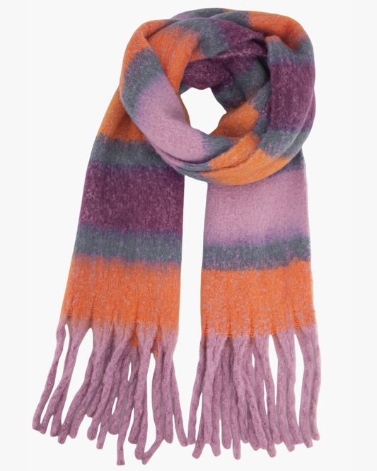 Blair Lilac & Orange Block Stripe Heavyweight Scarf