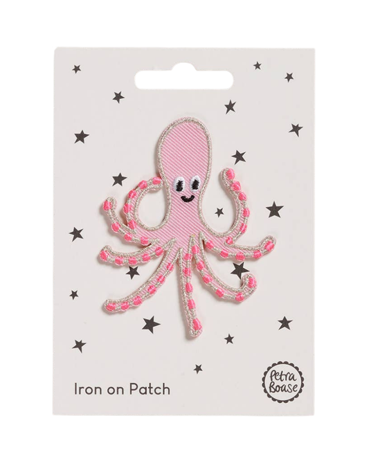 Pink Octopus Iron-On Embroidered Patch