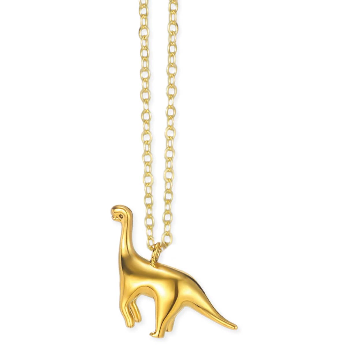 Prehistoric Times Gold Brontosaurus Necklace