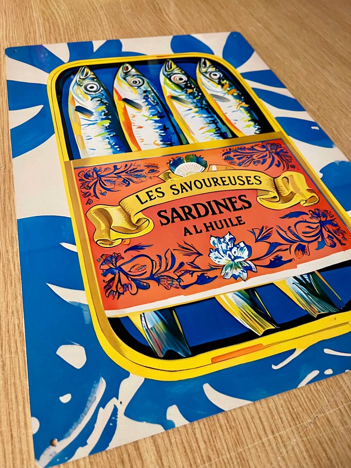 Sardine Can Illustration Metal Sign Plaque 6x8inch