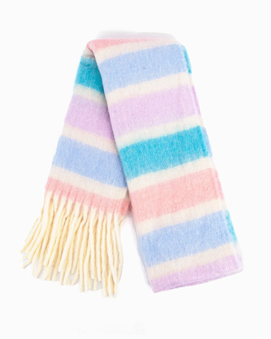 Dallas Blue & Pink Pastel Stripe Heavyweight Scarf