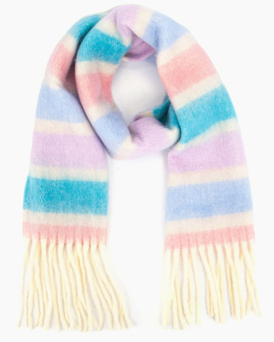 Dallas Blue & Pink Pastel Stripe Heavyweight Scarf