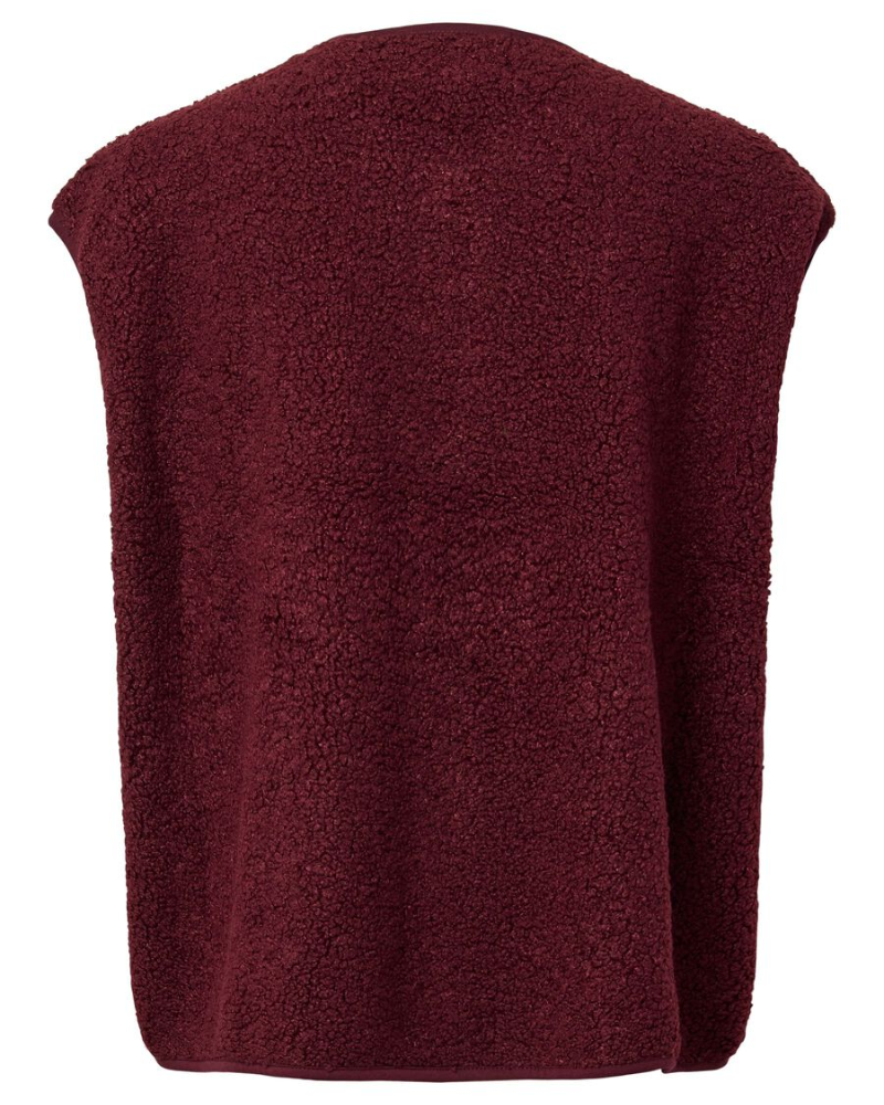 Burgundy Teddy Gilet Popper Vest