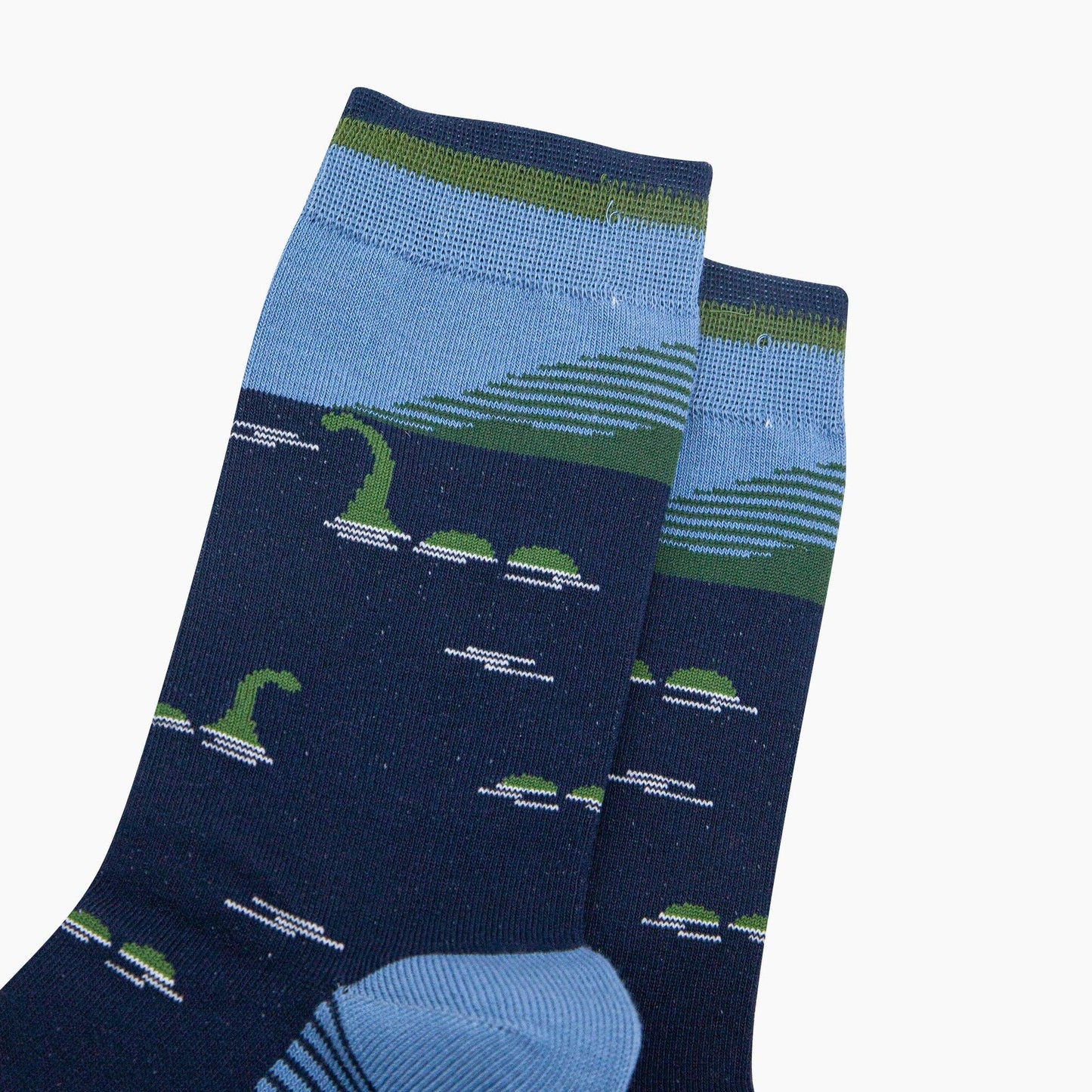 Loch Ness Monster Bamboo Socks in Navy Blue