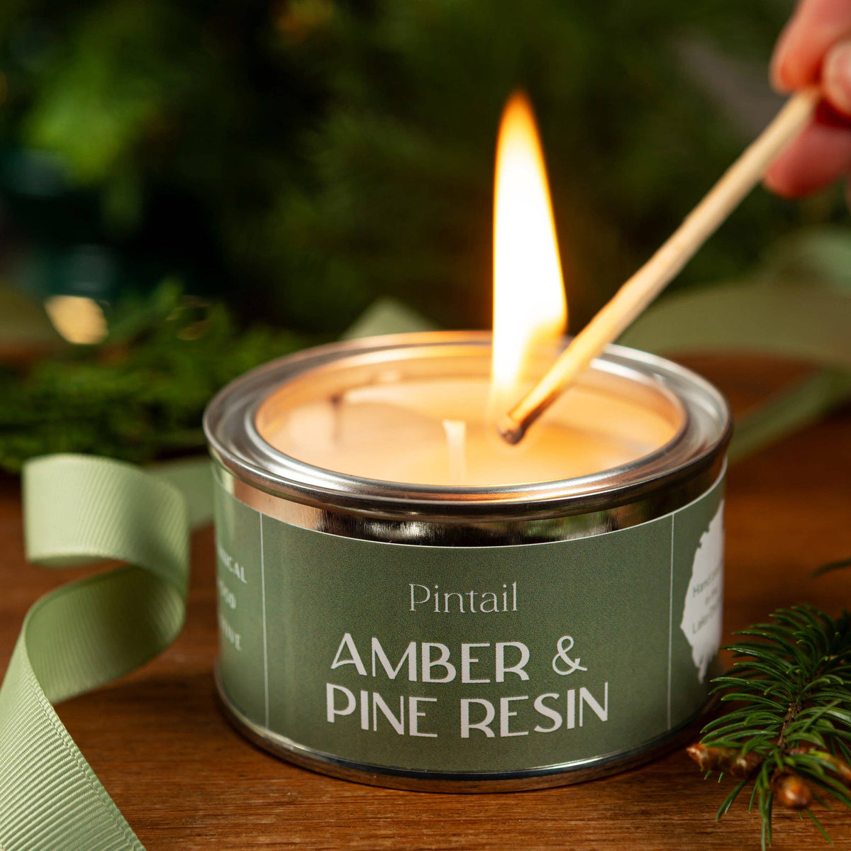 Amber and Pine Resin Paint Pot Candle