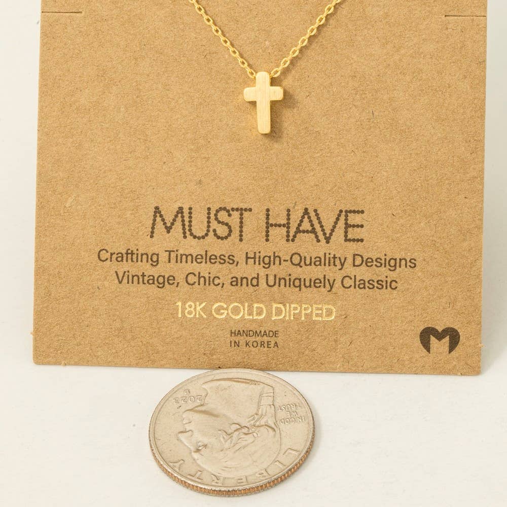 Dainty Mini Cross Pendant Necklace in Gold or Silver
