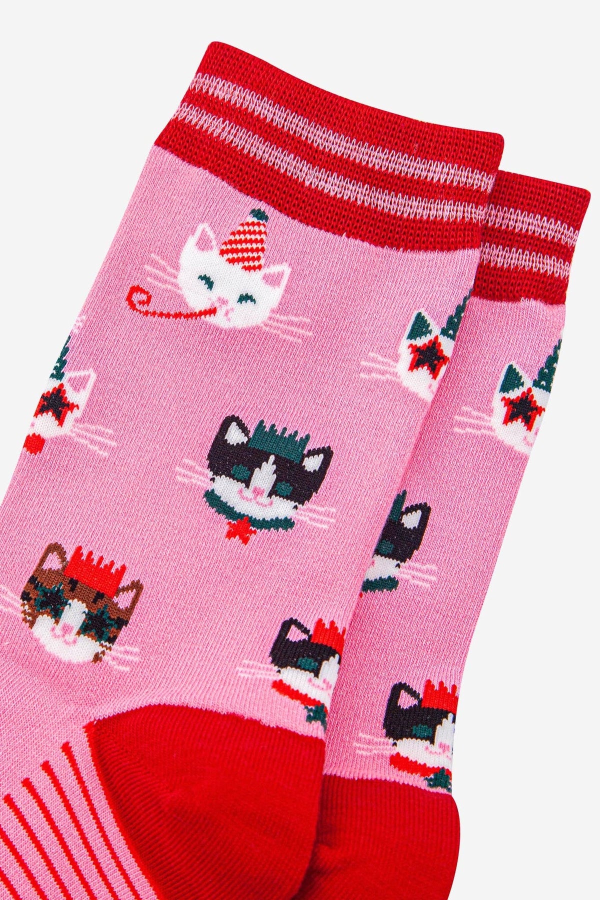 Pink Party Cats Bamboo Crew Socks