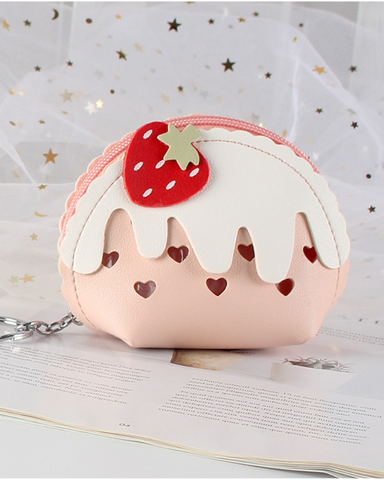 Strawberry Cupcake Leather Zipper Coin Purse