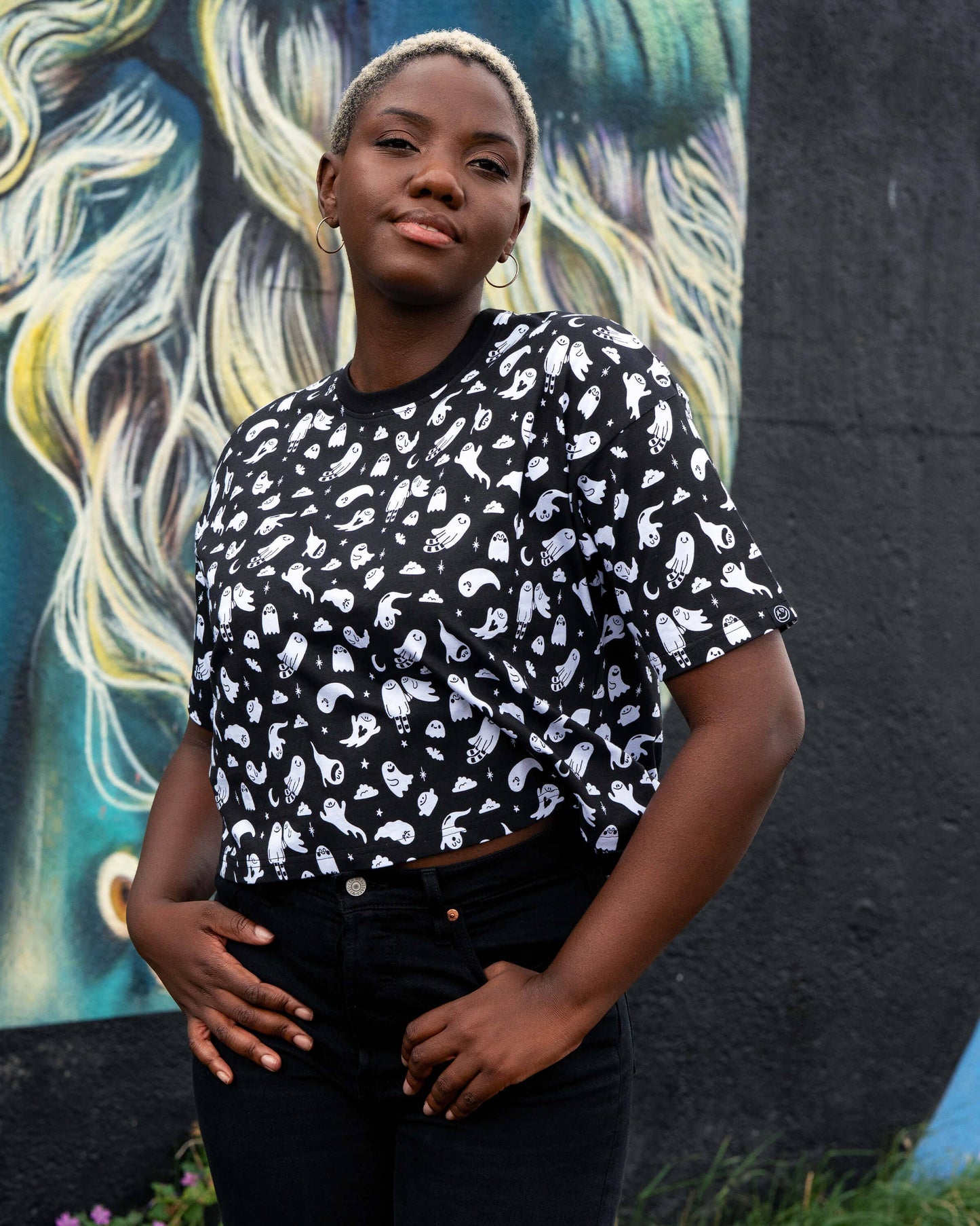 Ghosties Cropped Boxy Tee by Rebel Romance x Yasmin Cousins