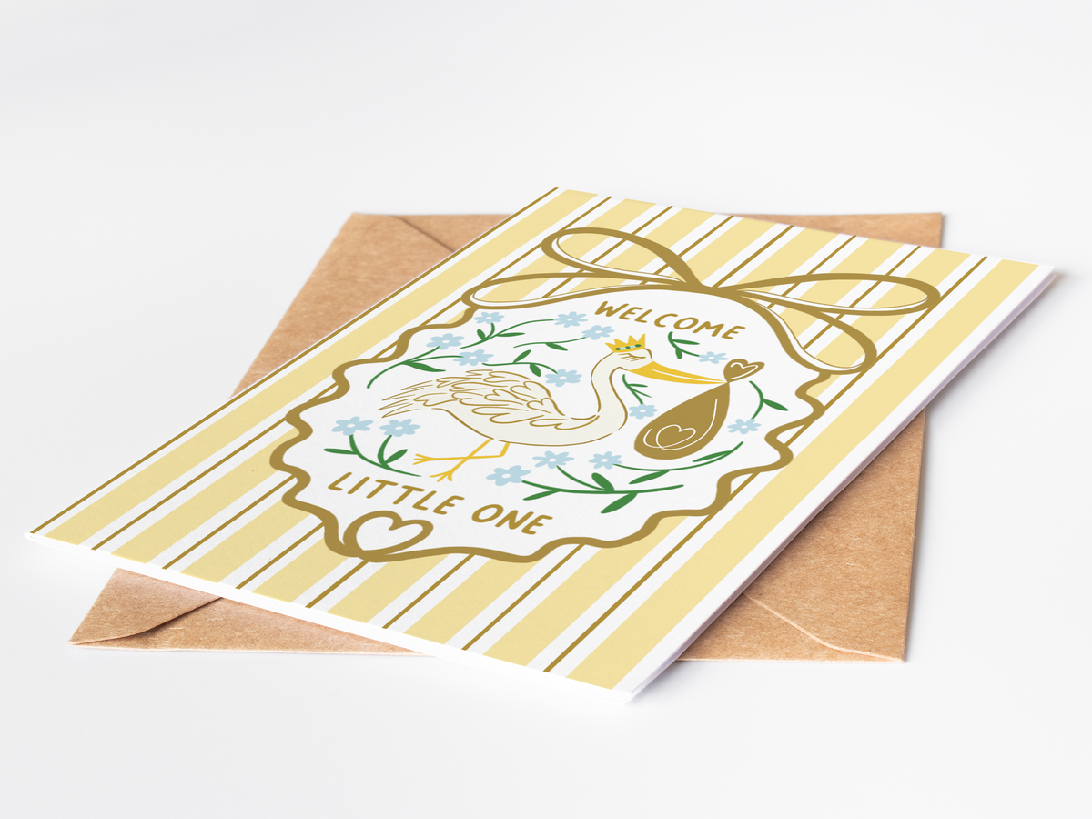 Welcome Little One Stork New Baby Card