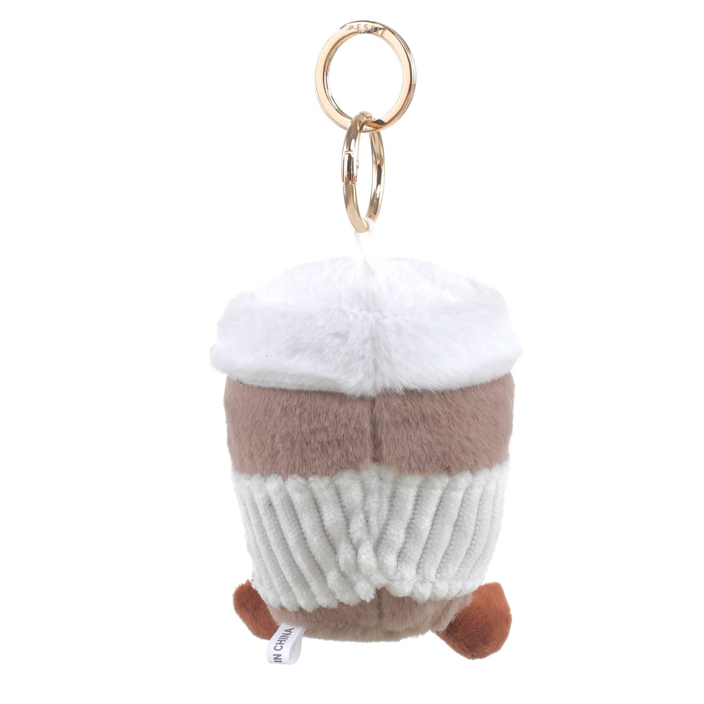 Plush Coffee Cup Bag Charm in Pink