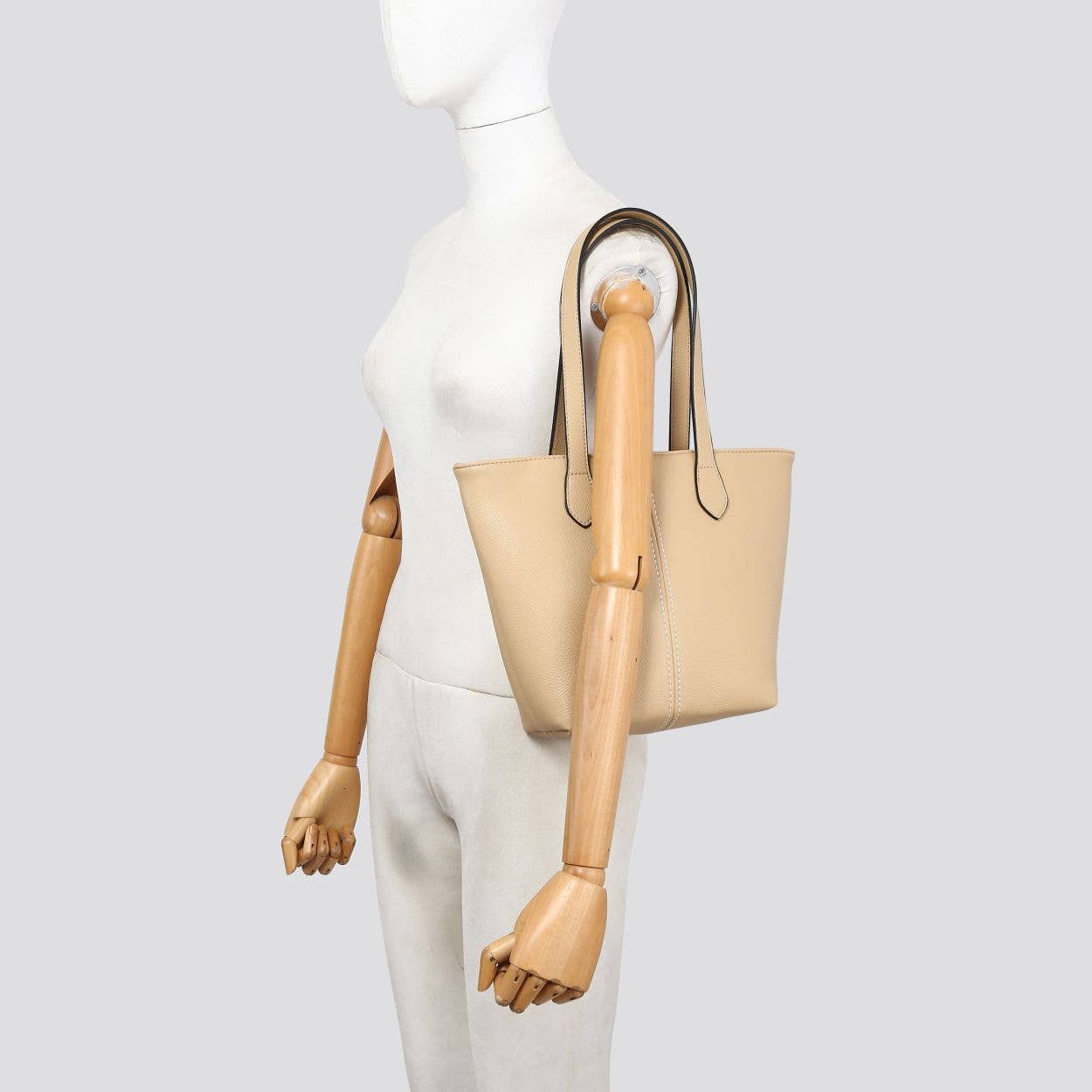Premium Grade Faux Leather Shopper Bag Tote Bag in Orange