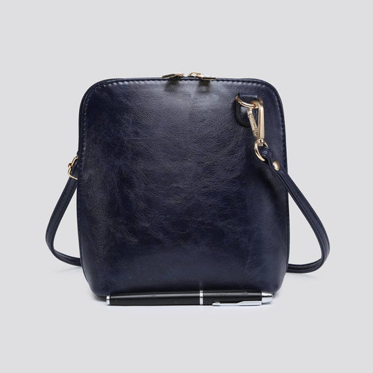Premium Grade Vegan Leather Crossbody Bag in Navy