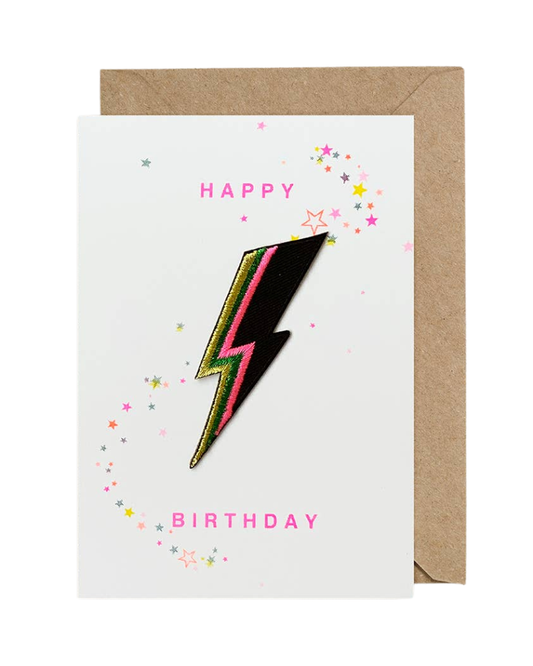 Lightning Bolt Iron On Patch Birthday Card