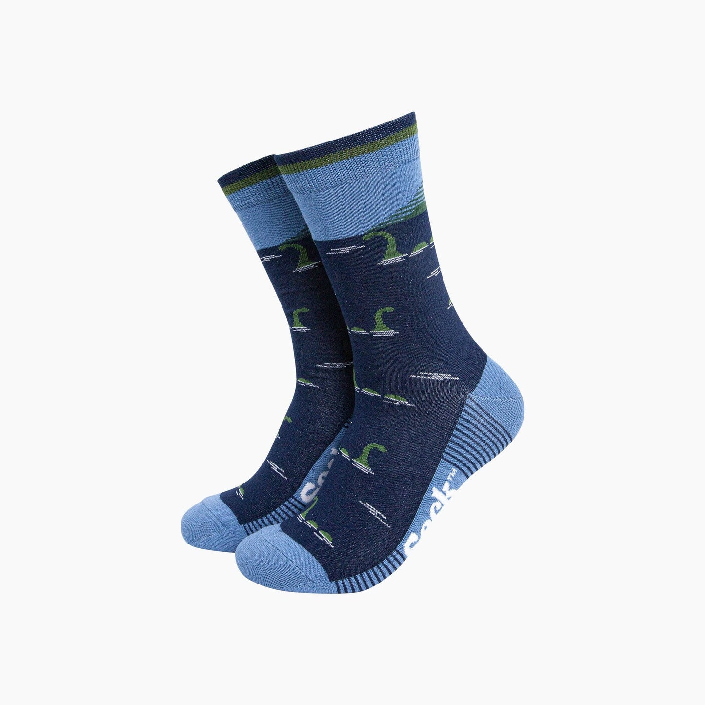 Loch Ness Monster Bamboo Socks in Navy Blue