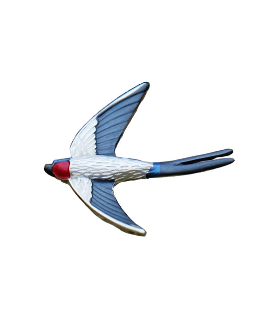 Swallow Bird In Flight Brooch Silver Plated