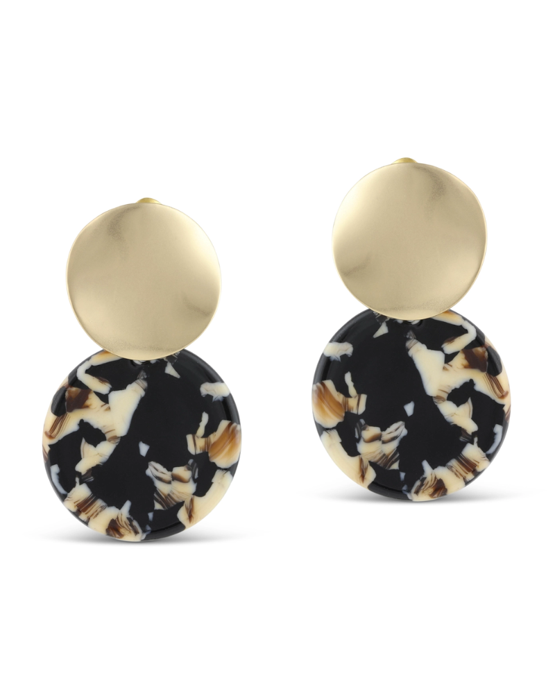 Sarah Two Tone Resin Disc Earrings