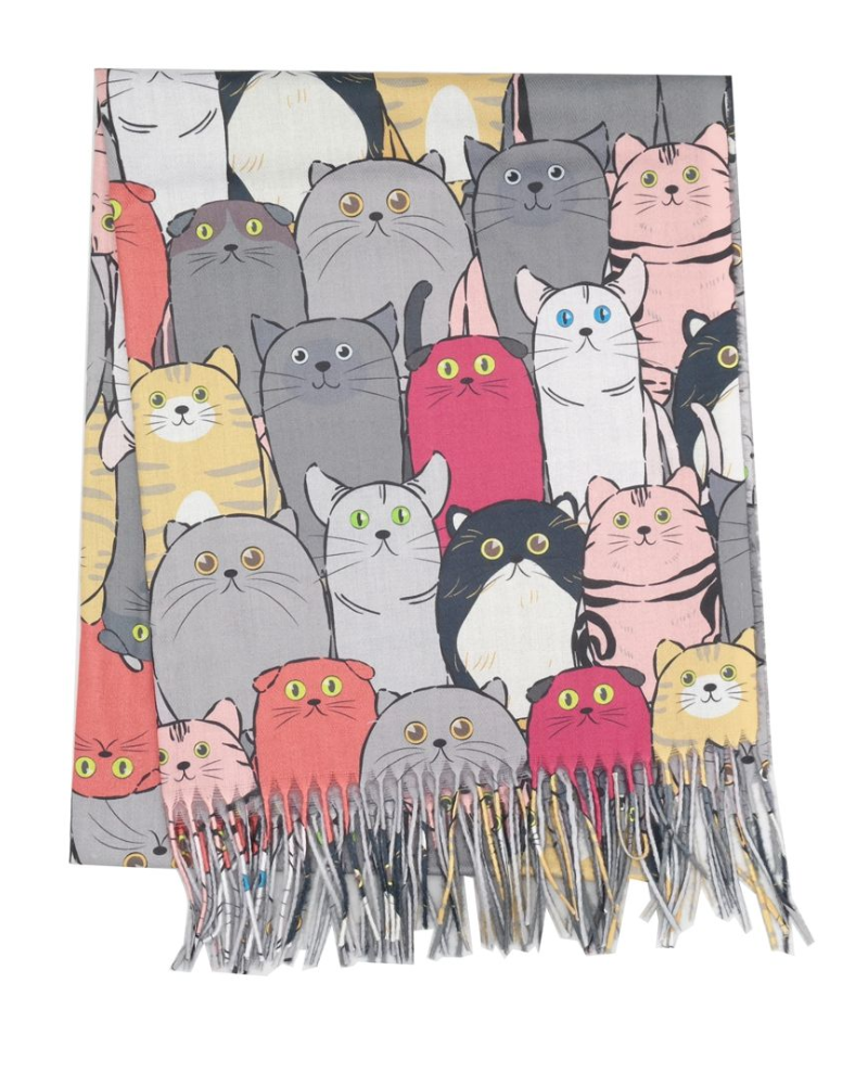 Grey Puzzled Cats Scarf