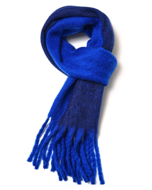 Royal Blue Chunky Block Colour Blanket Scarf