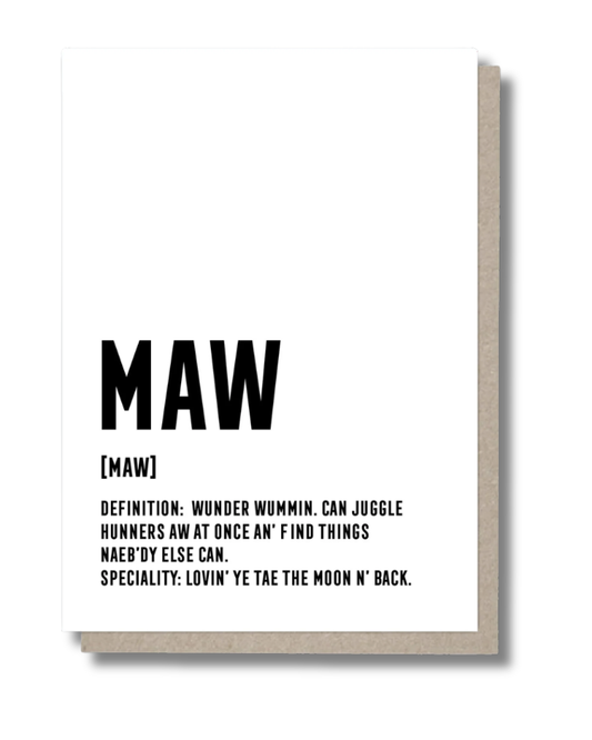Maw Scottish Definition Greeting Card