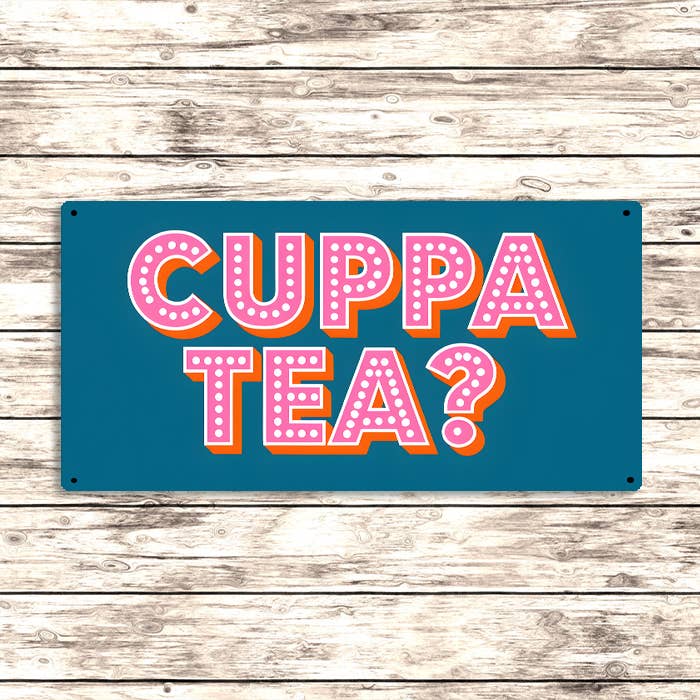 Cuppa Tea? Metal Sign Plaque 6x3inch