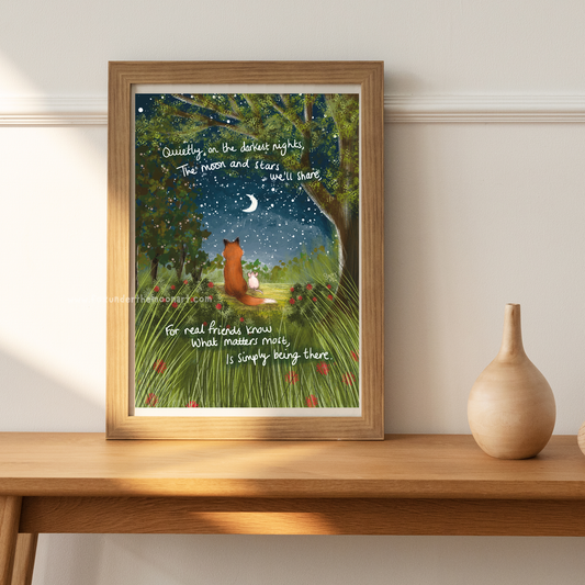 Real Friends Being There Foxes A4 Art Print