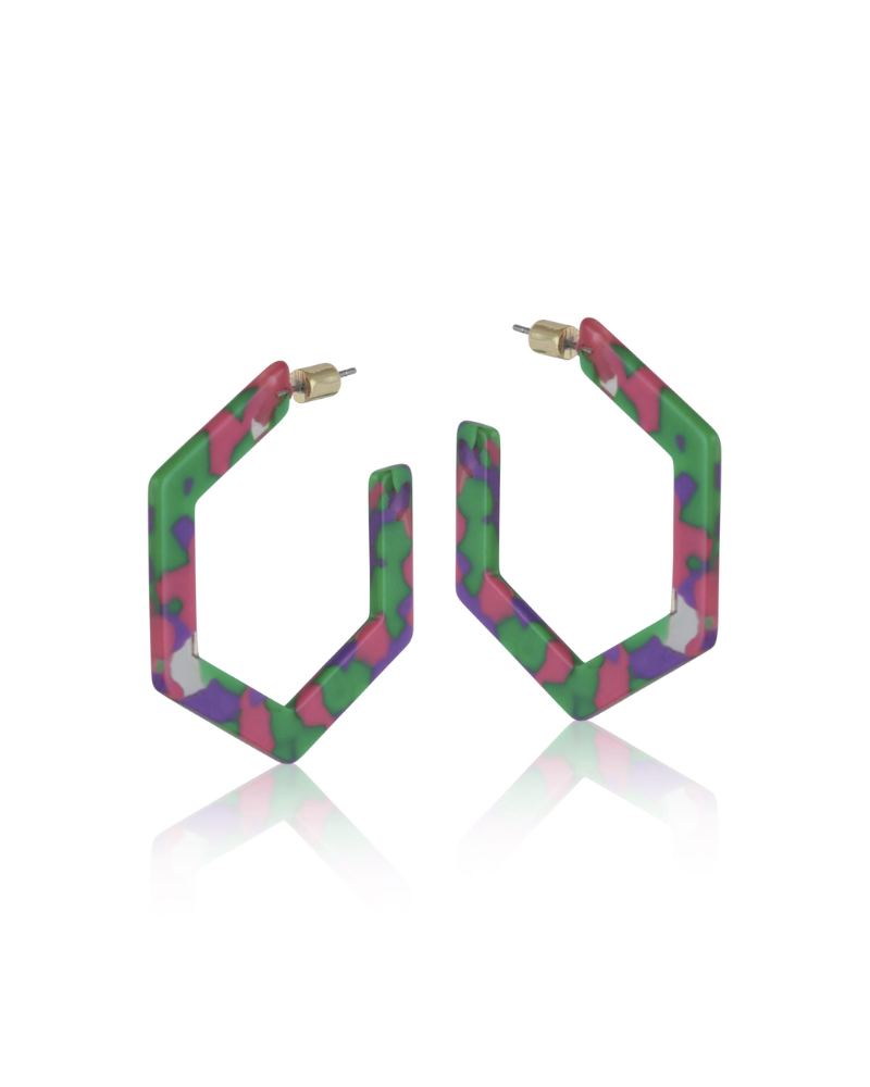 Georgia Hexagon Hoop Resin Earrings
