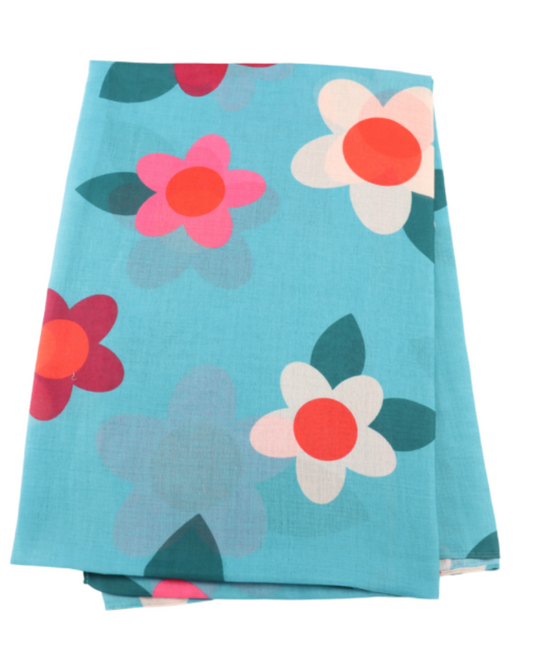 Duck Egg Blue Bold Flower Scarf