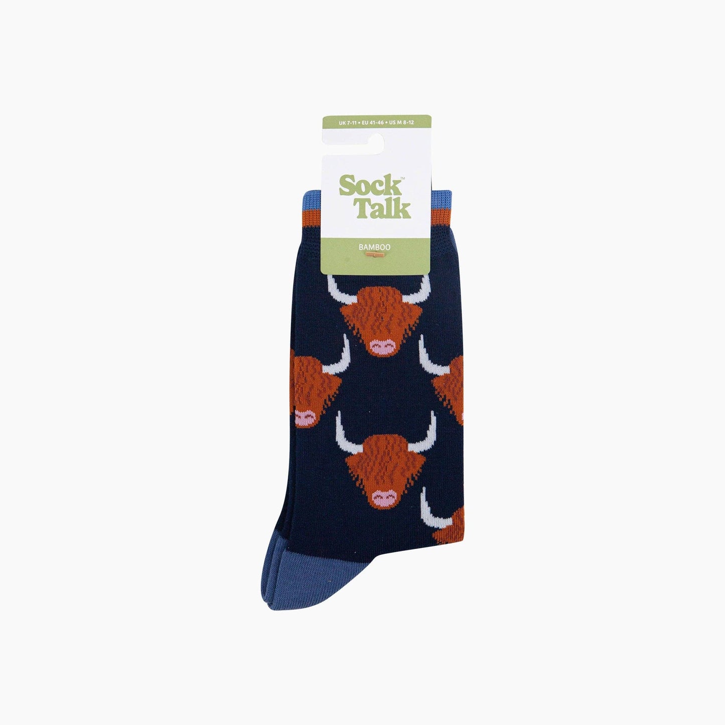 Highland Cow Bamboo Socks in Navy Blue