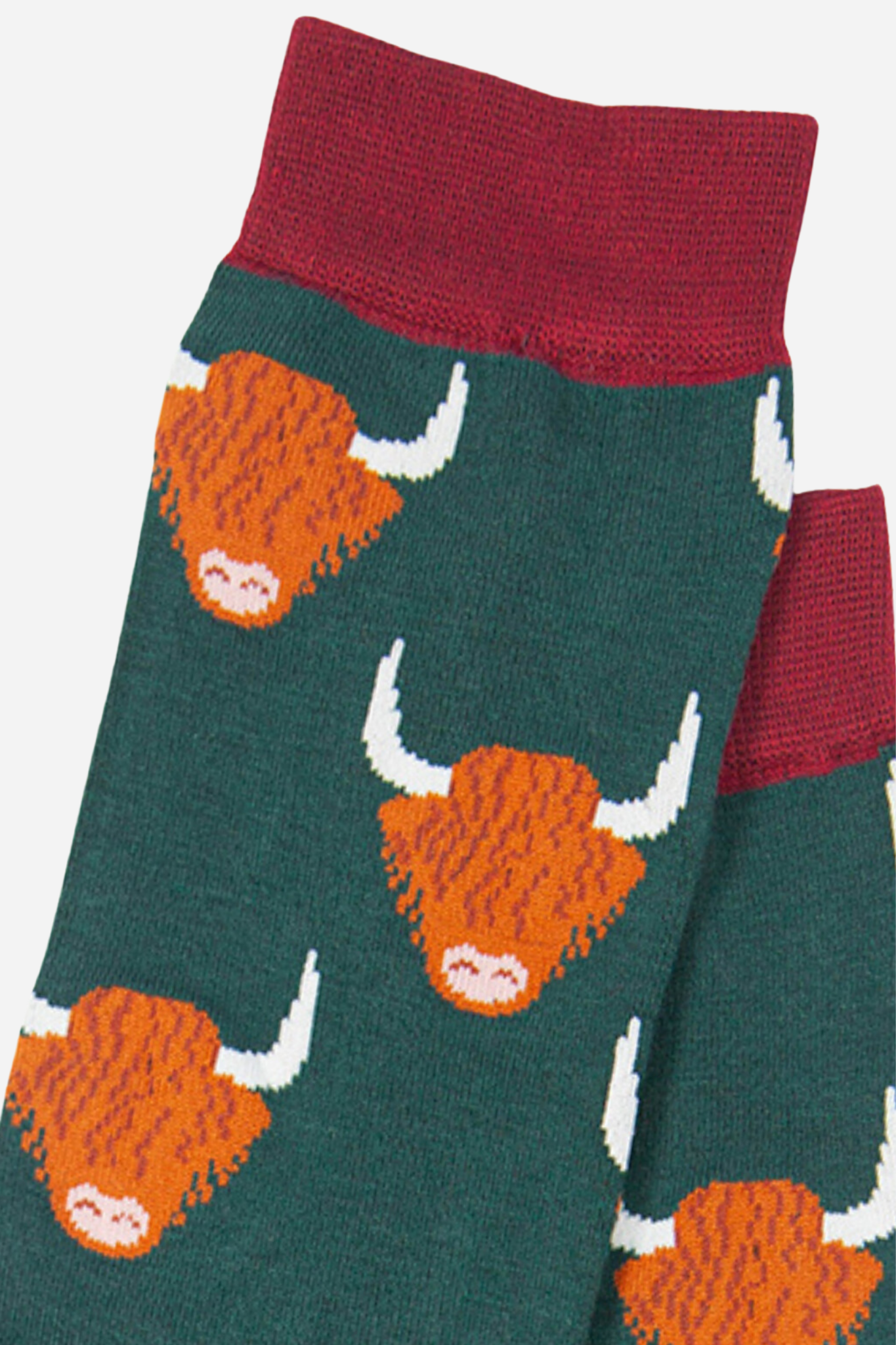 Green & Red Highland Cow Bamboo Socks