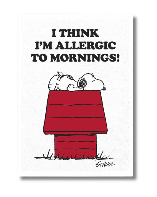 Peanuts Snoopy Allergic to Mornings Tea Towel