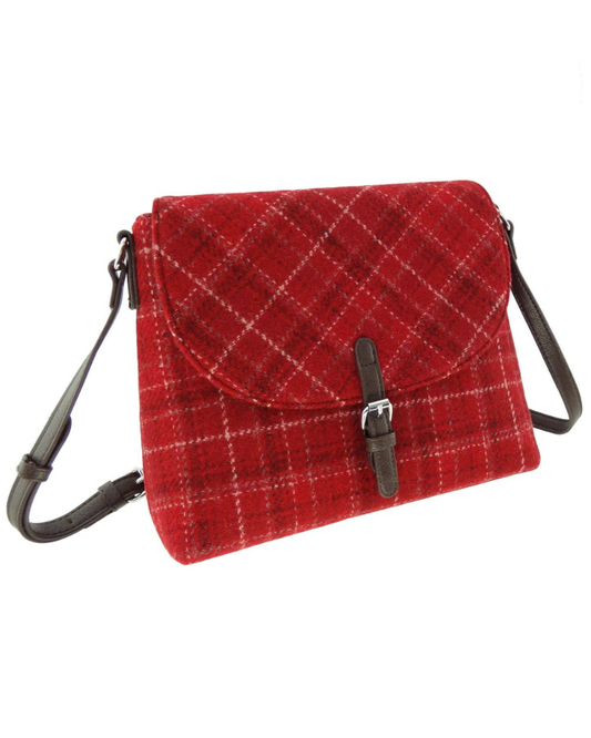 Harris Tweed 'Torridon' Women's Crossbody Shoulder Bag in Red