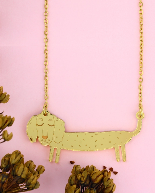 Gold Dachshund Sausage Dog Necklace