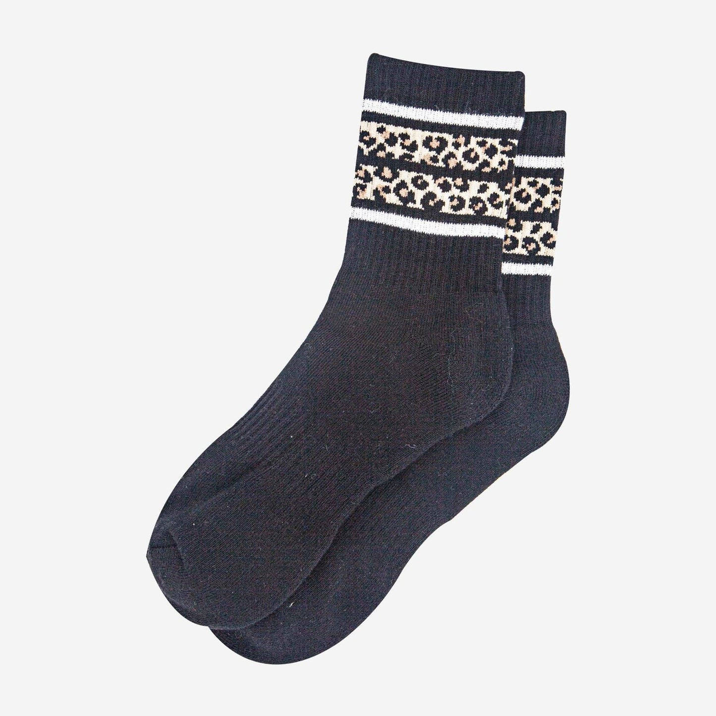 Leopard Stripe Black Organic Cotton Sport Socks