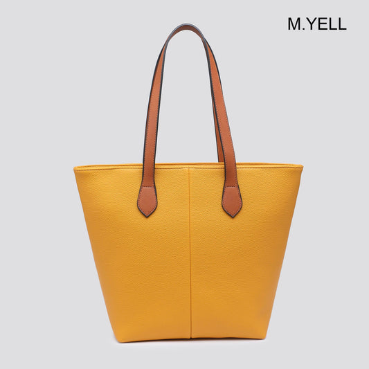 Premium Grade Faux Leather Shopper Bag Tote Bag in Yellow