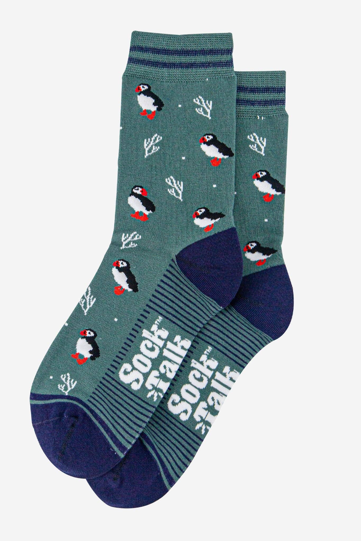 Puffins & Coral Bamboo Crew Socks
